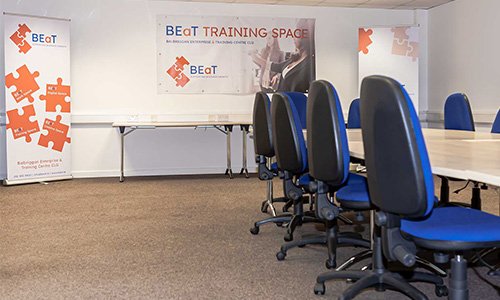 Spacious meeting room with white boards, projector, flip charts and free parking in Balbriggan